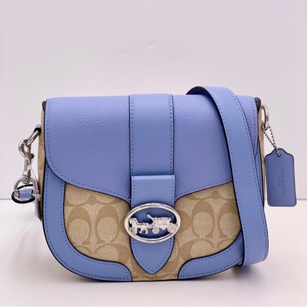 Coach Georgie Saddle Bag in Signature Canvas Light Khaki